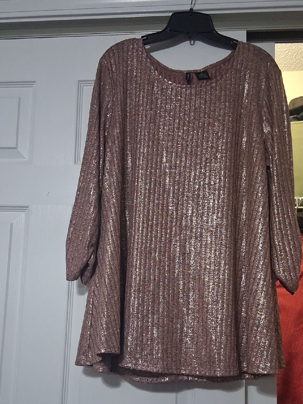 Shimmery Rose Gold Long Sleeve Women's Top